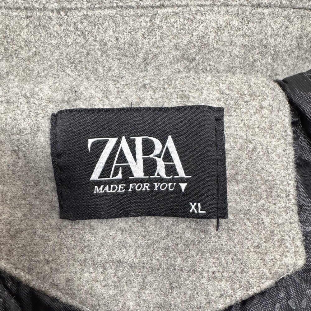 Zara Women's Lined Wool Coat Heathered Gray Sz XL interior pockets snap closure - Picture 3 of 11